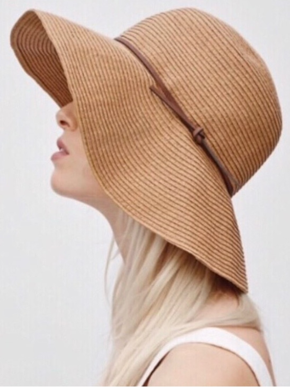 Talula Straw Sun Hat, Leather Trim